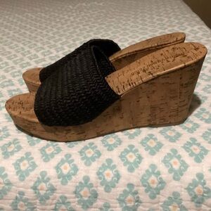 Black Woven Wedge Sandals